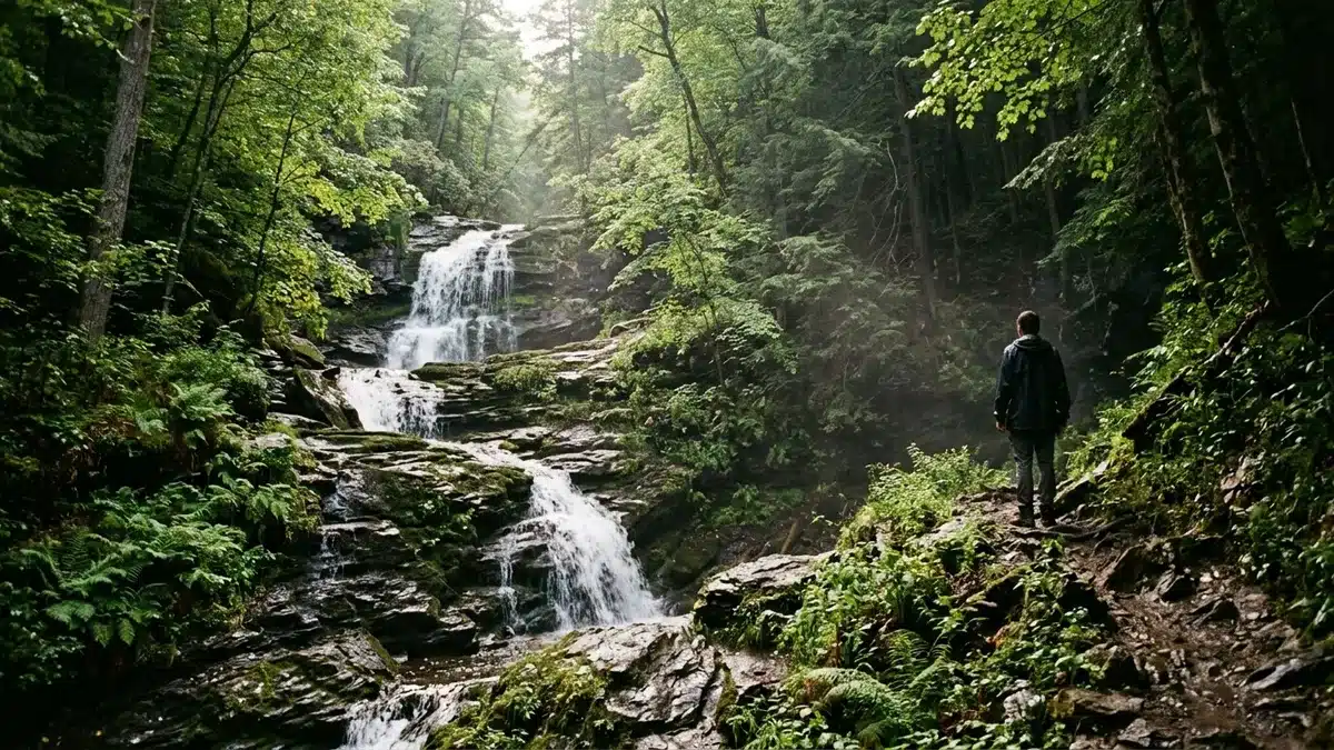 Waterfall hike near Clayton GA, one of the best things to do in Clayton for a weekend getaway